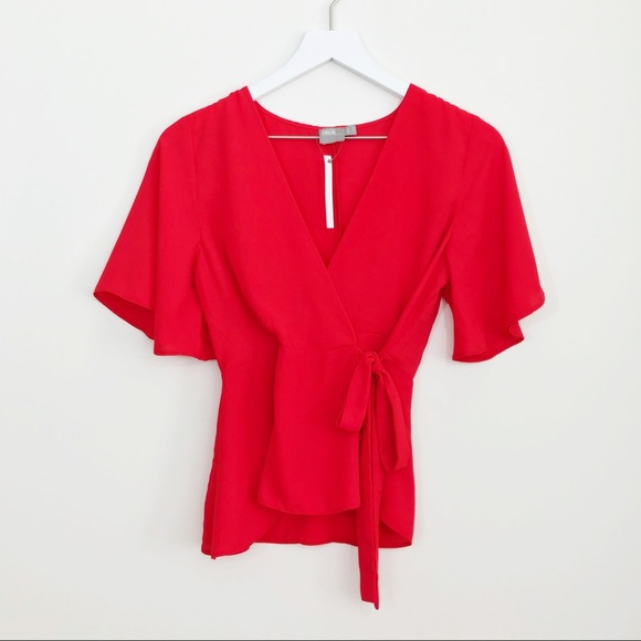 asos red blouse